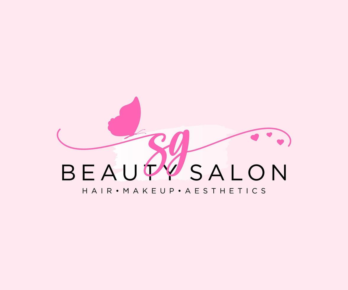 Initial SG feminine logo collections template. handwriting logo of initial signature, wedding, fashion, jewerly, boutique, floral and botanical with creative template for any company or business. vector