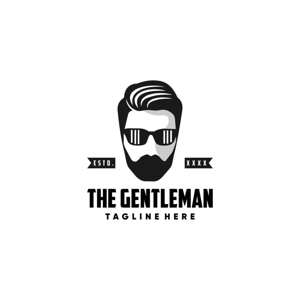 Bearded Man Silhouette for Gentleman business Fashion and Babershop. vector