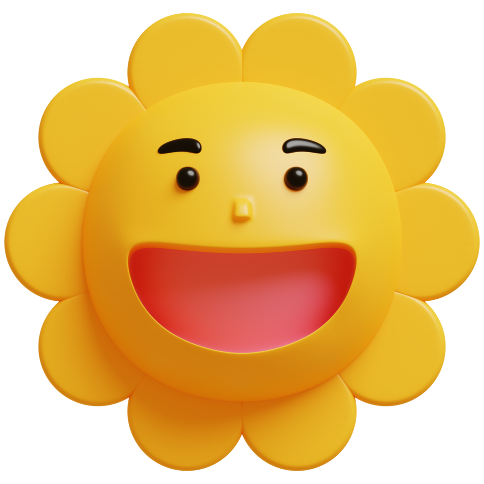 3d zon emoji.blij zon, grappig schattig karakter. png