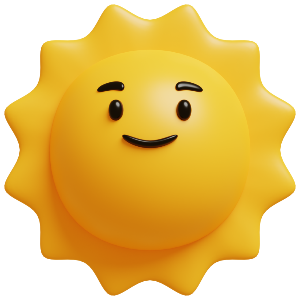 3D Sun Emoji.Happy sun, funny cute character. 22207038 PNG