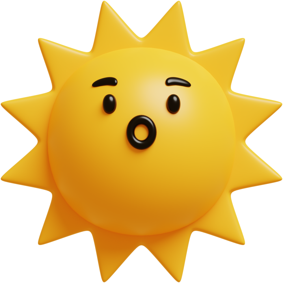 3D Sun Emoji.Happy sun, funny cute character. png