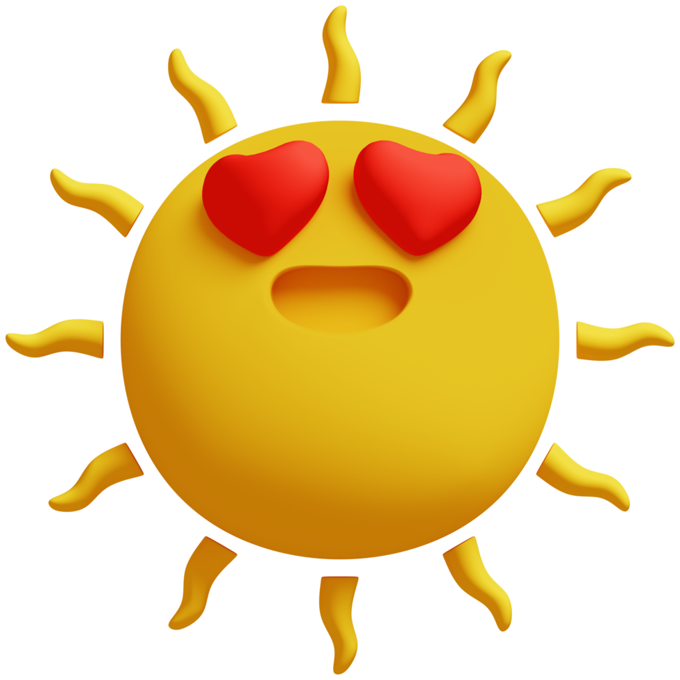 3D Sun Emoji.Happy sun, funny cute character. png