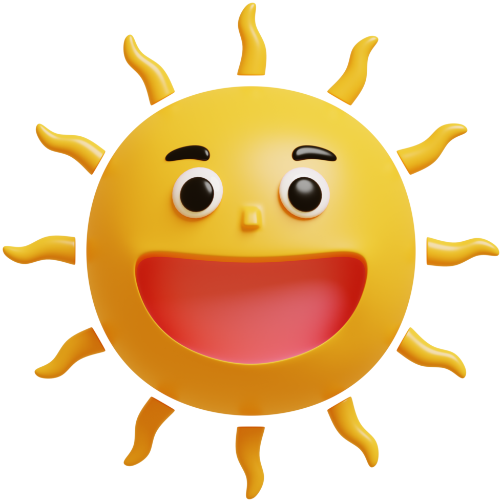 3D Sun Emoji.Happy sun, funny cute character. png