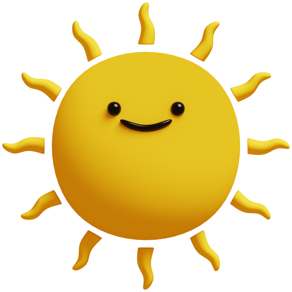 3D Sun Emoji.Happy sun, funny cute character. png