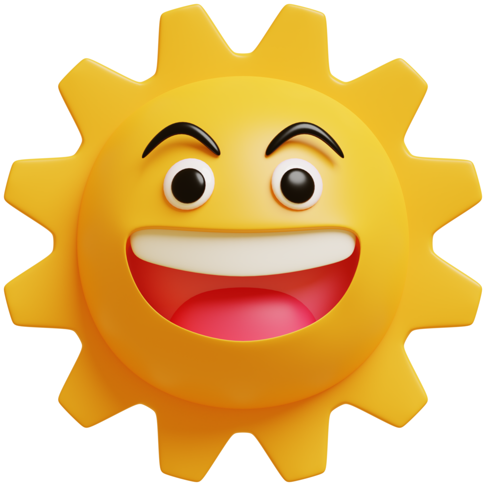 3d zon emoji.blij zon, grappig schattig karakter. png