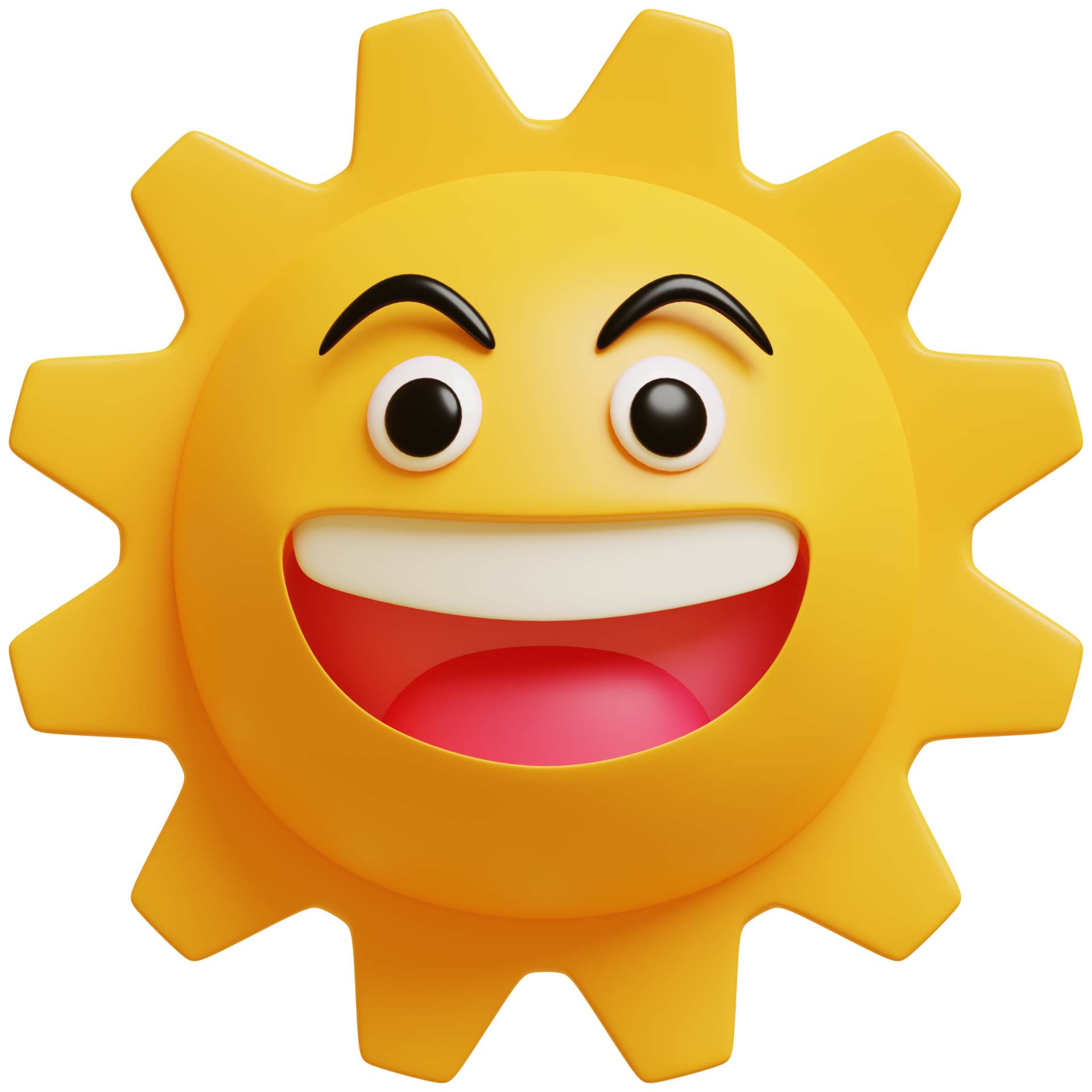 3D Sun Emoji.Happy sun, funny cute character. 22207046 PNG