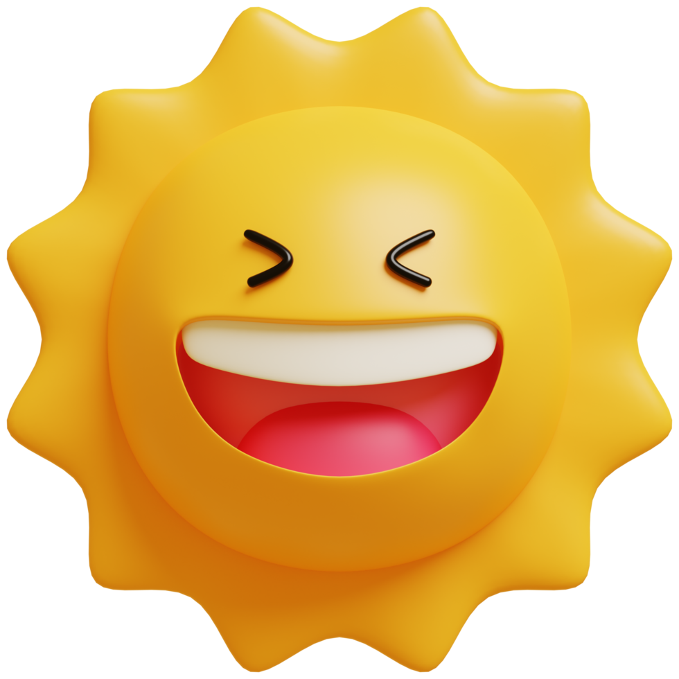 3D Sun Emoji.Happy sun, funny cute character. png