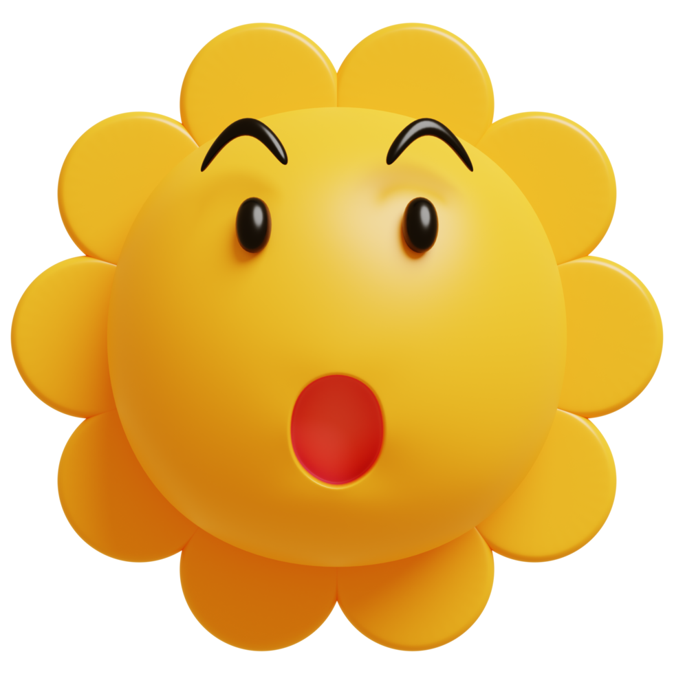 3d zon emoticon.geel gezicht Wauw emoji. verrast, geschokt emoticon. populair babbelen elementen. png