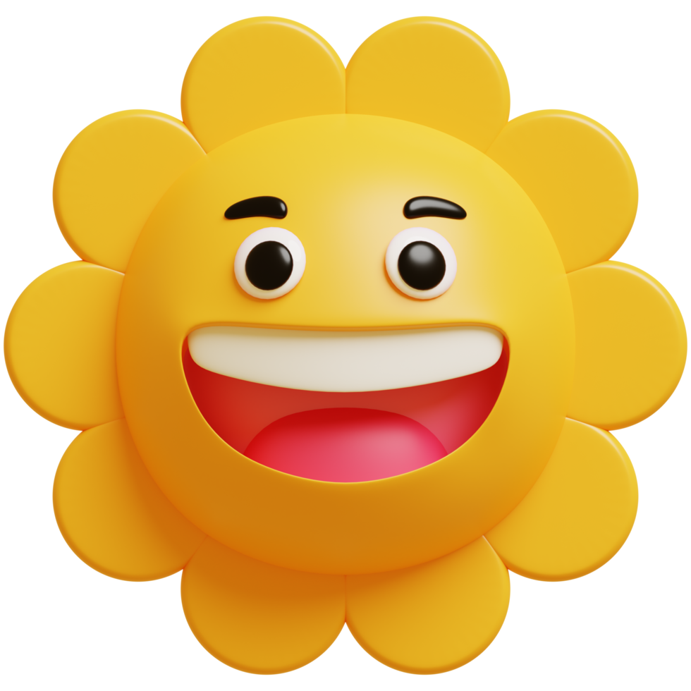 3d zon emoji.blij zon, grappig schattig karakter. png