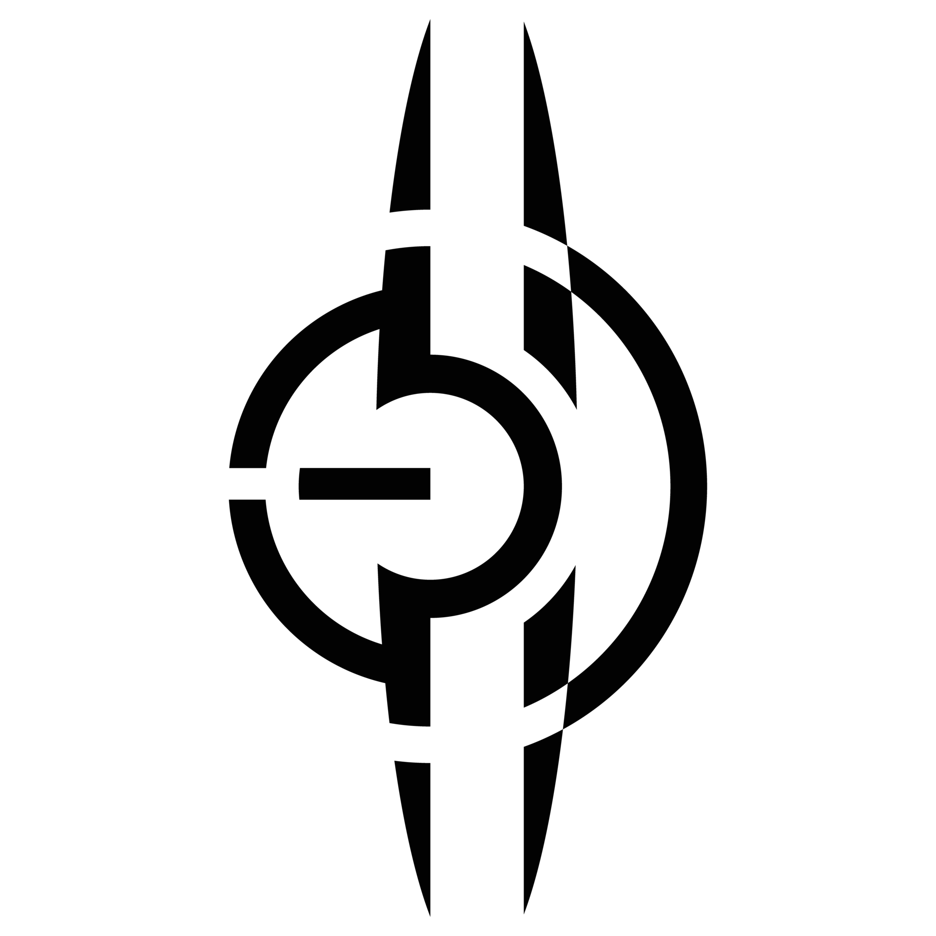 Icon or logo formed from a combination of circle and square elements