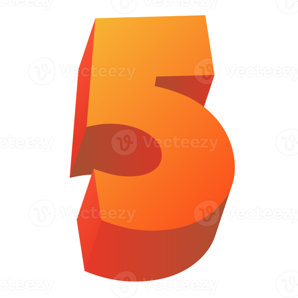 3d numbers five png