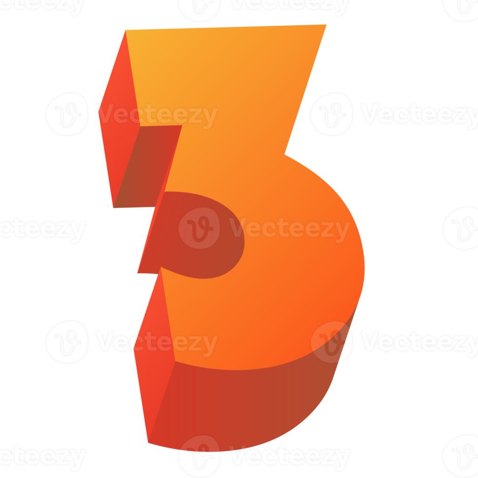 3d numbers three png