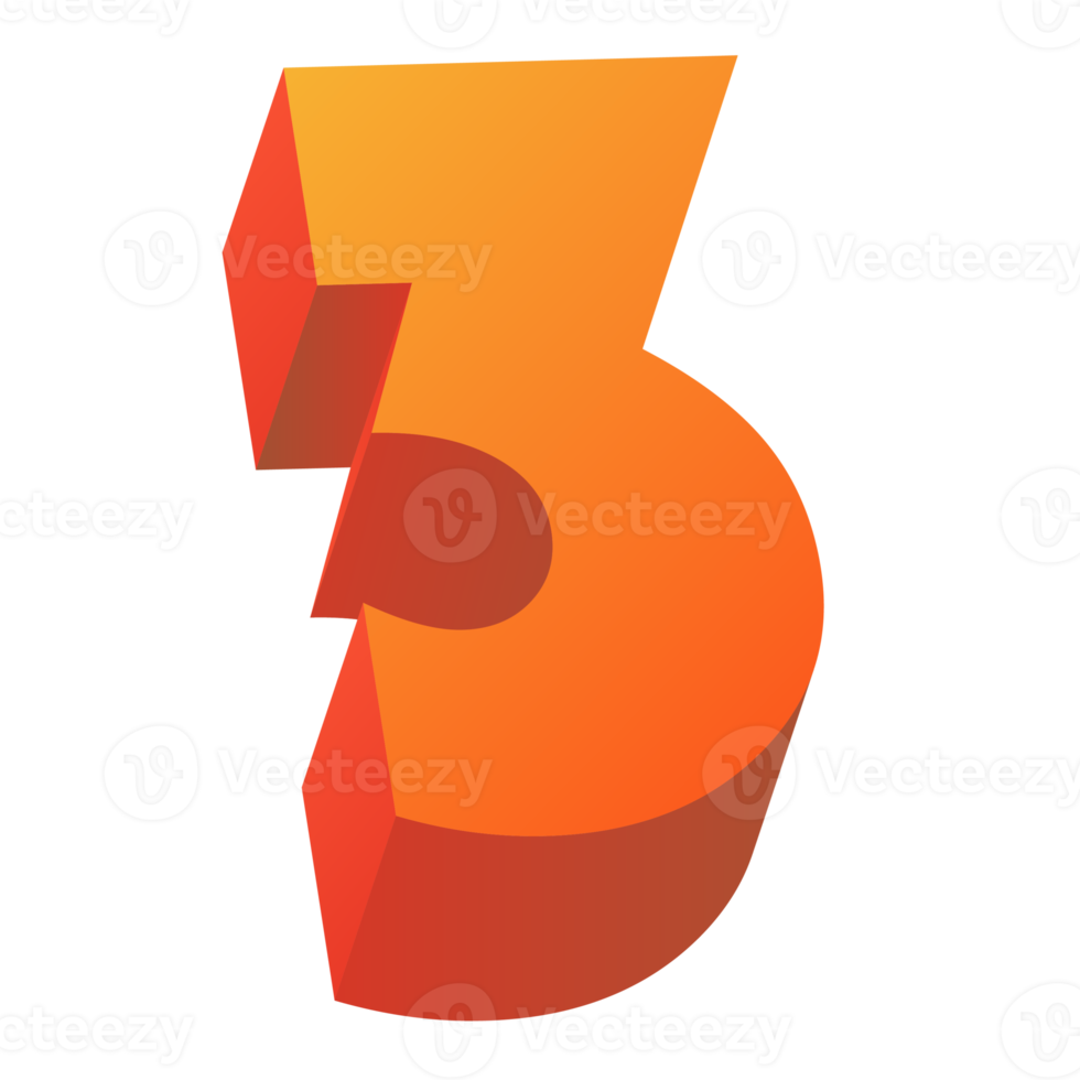 3d numeri tre png