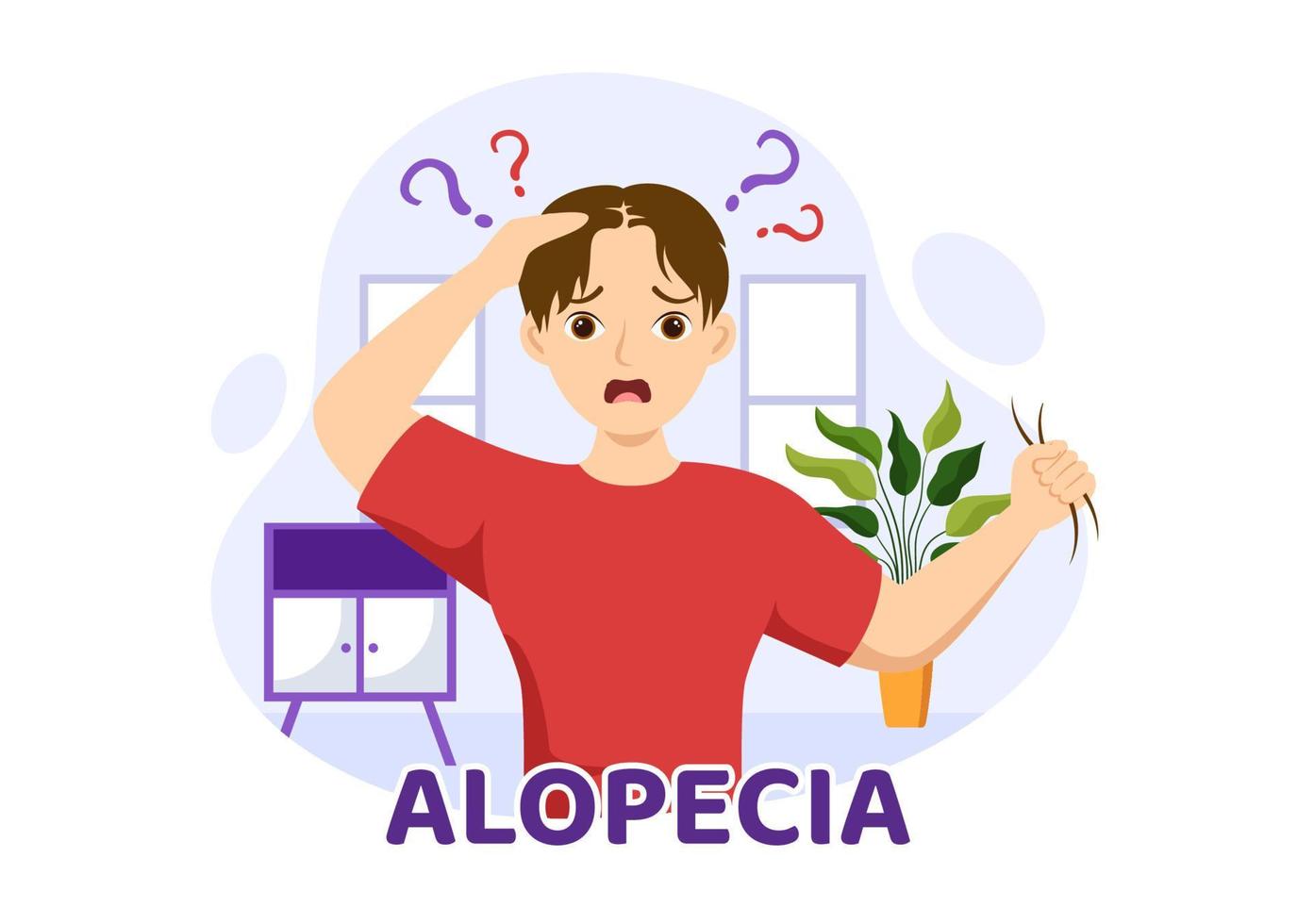 Alopecia Illustration with Hair Loss Autoimmune Medical Disease and Baldness in Healthcare Flat Cartoon Hand Drawn Banner or Landing Page Templates vector