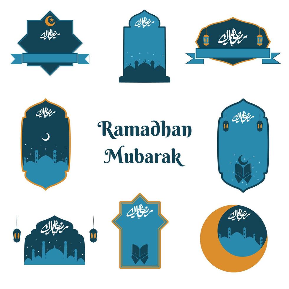 conjunto de Ramadán Mubarak Insignia vector