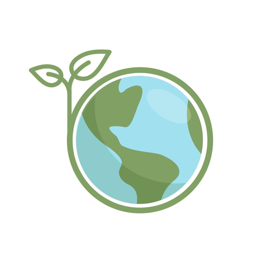 Planet earth icon with leaf protecting it. Save the world, eco-friendly symbol. Protect the environment. vector