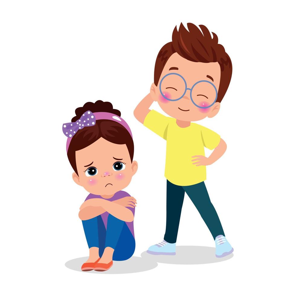 unhappy girl sitting with hands on knees vector