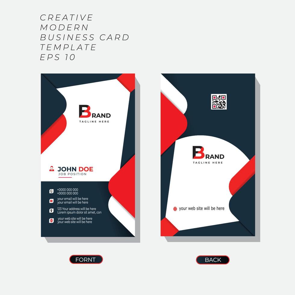 Modern Creative vertical layout and Clean Business Card Template.  Black white and Red color styles card. vector illustration eps 10.