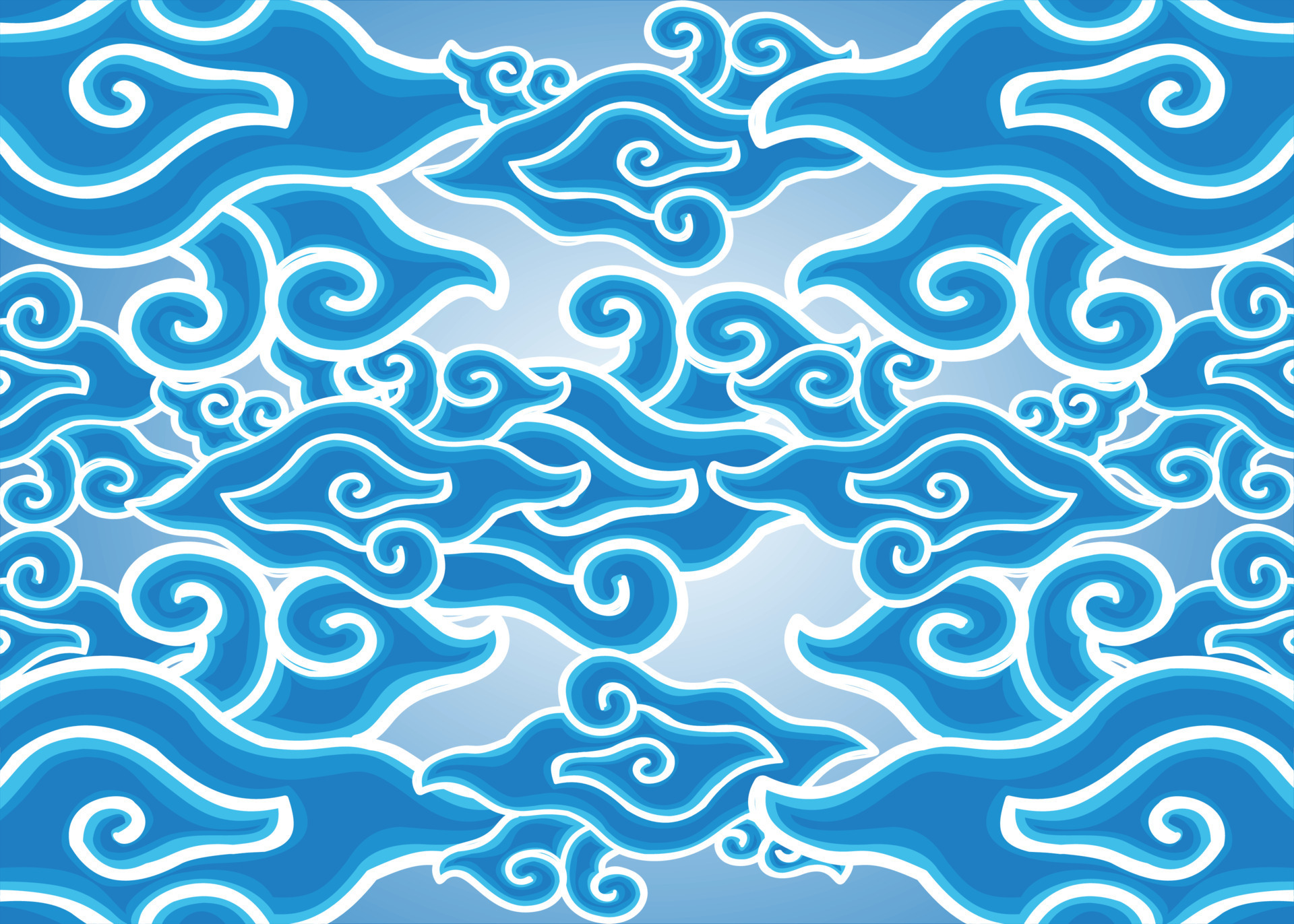 monochrome blue pattern megamendung batik cirebon 22207596 Vector Art ...