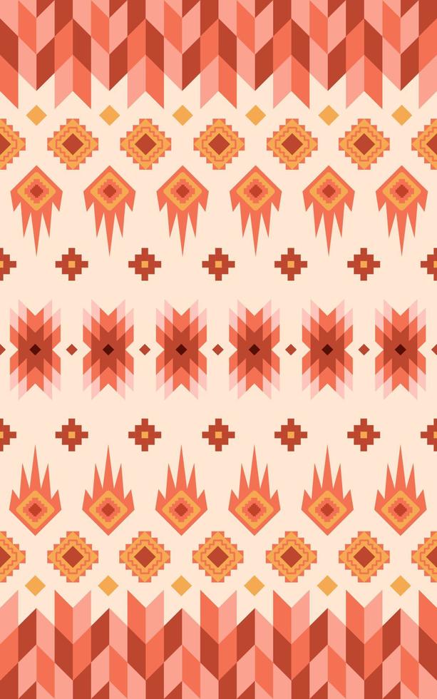 Pattern seamless background vector aztec style. fabric pattern aztec design red tone style.