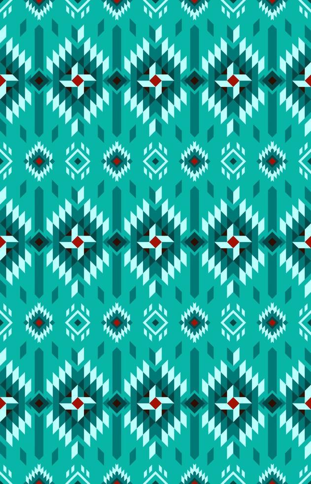 Aztec fabric pattern seamless. vector geometric pattern green mint color design.