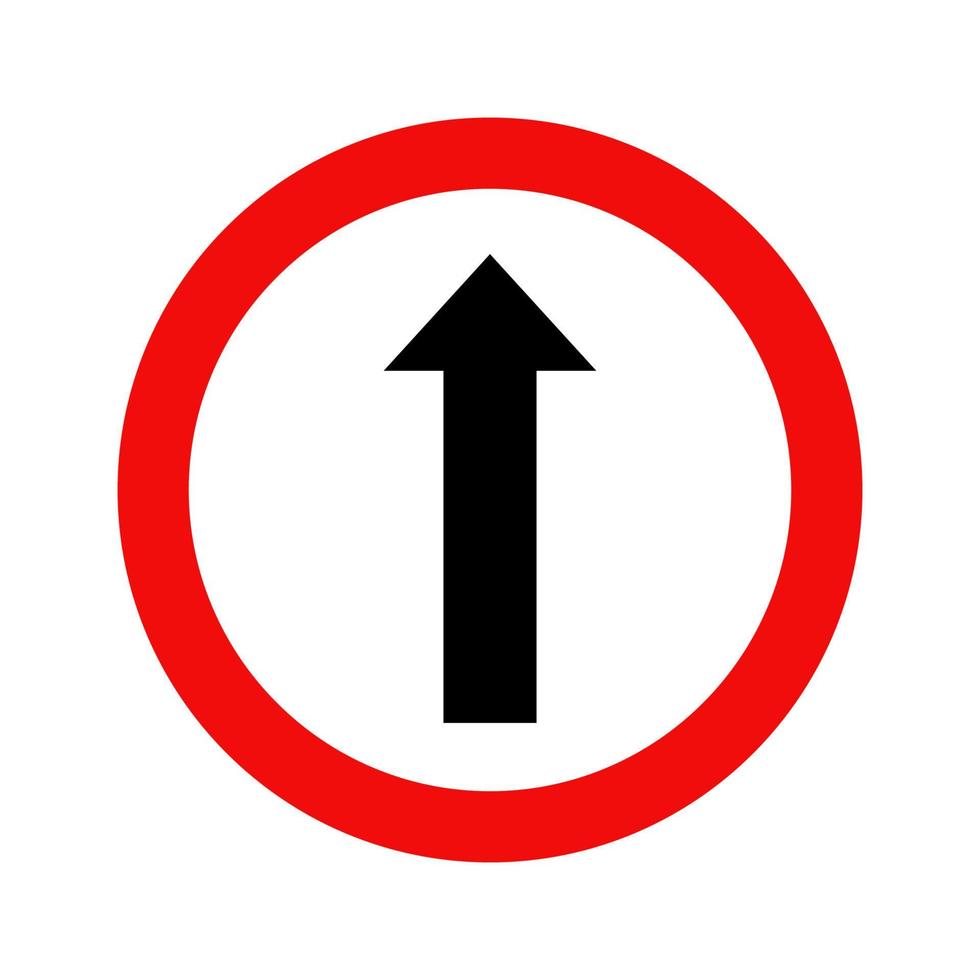 Road traffic sign of straight symbol isolated on white background. vector