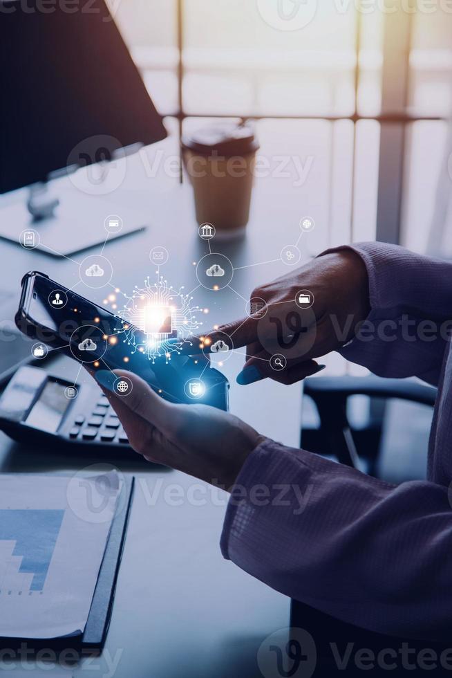 Digital transformation technology strategy, IoT, internet of things. transformation of ideas and the adoption of technology in business in the digital age, enhancing global business capabilities. Ai photo
