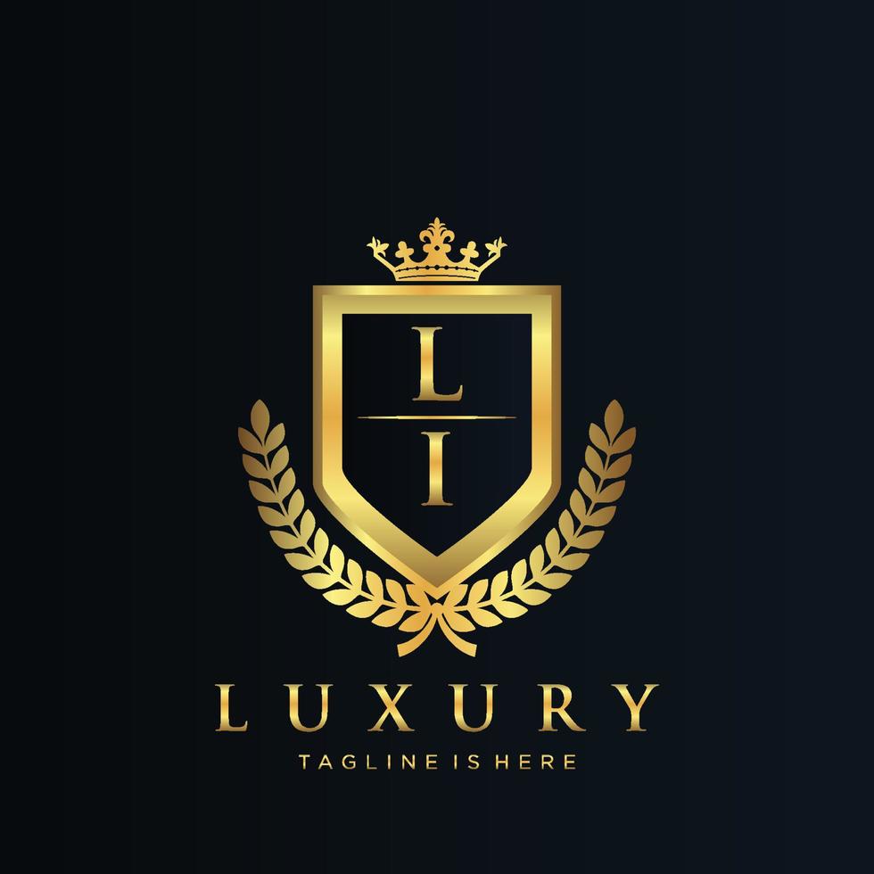 LI Letter Initial with Royal Luxury Logo Template vector