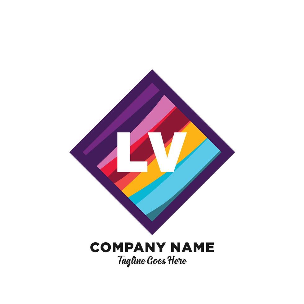 LV initial logo With Colorful template vector