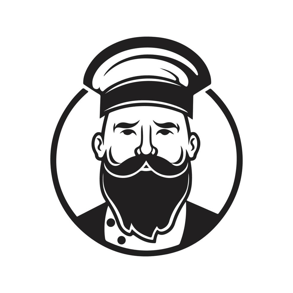 chef, logo concept black and white color, hand drawn illustration vector