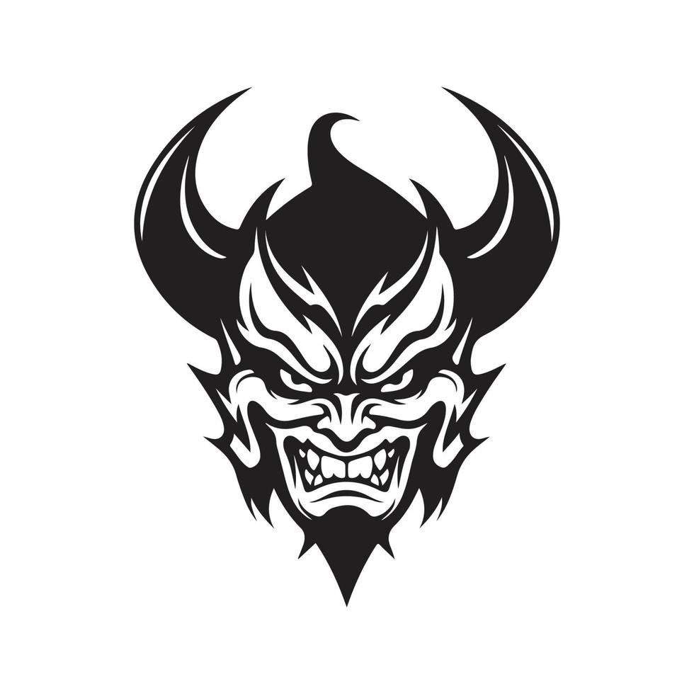 devil, logo concept black and white color, hand drawn illustration vector