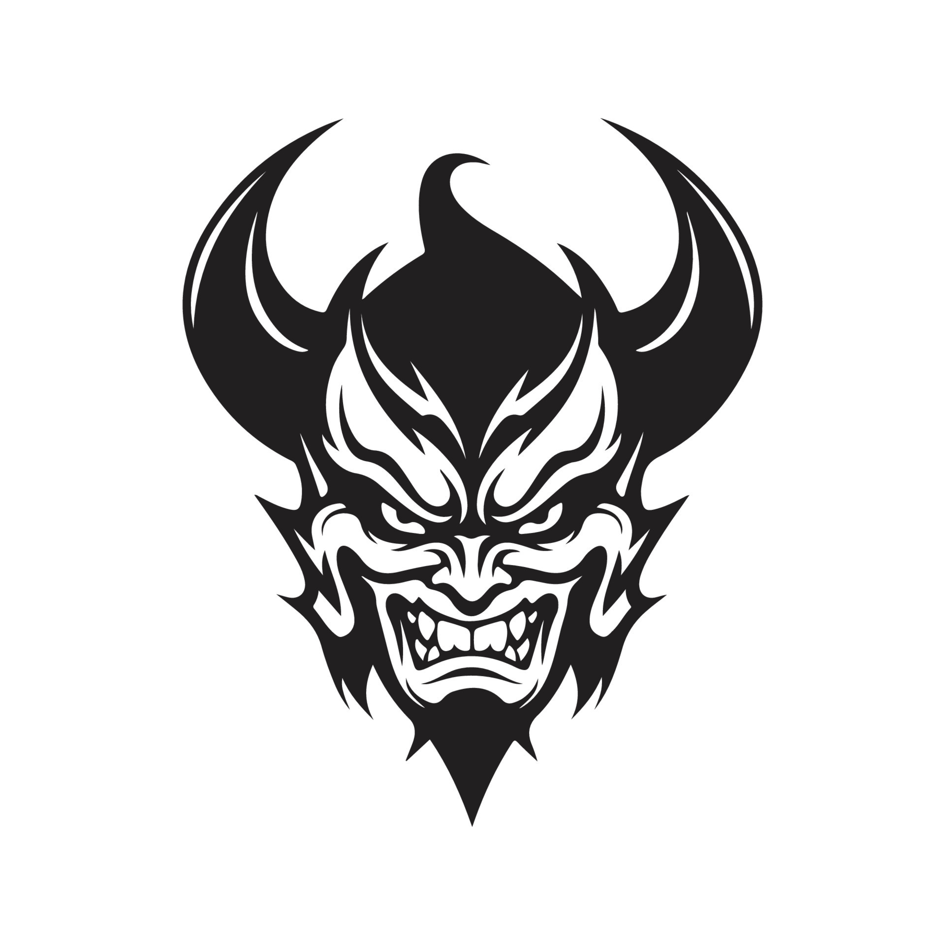 devil, logo concept black and white color, hand drawn illustration ...