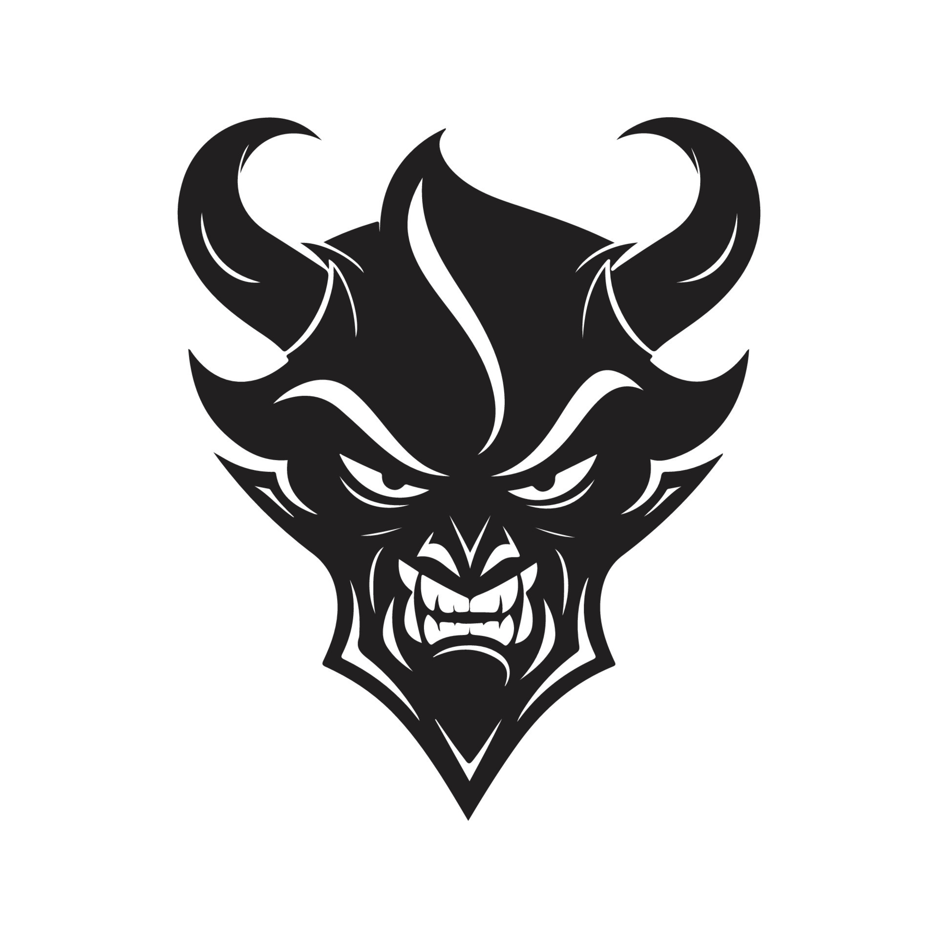 devil, logo concept black and white color, hand drawn illustration ...