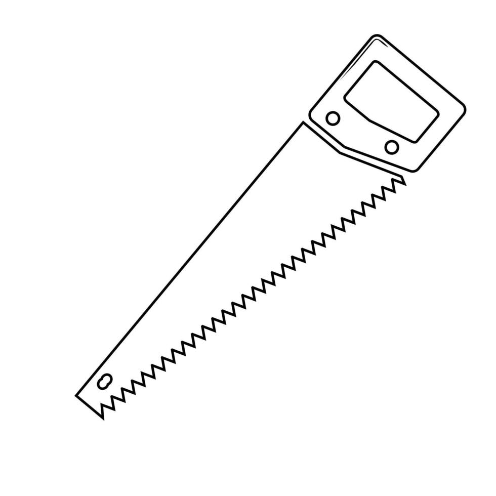 Hand saw or handsaw carpentry tool flat vector icon for apps and websites