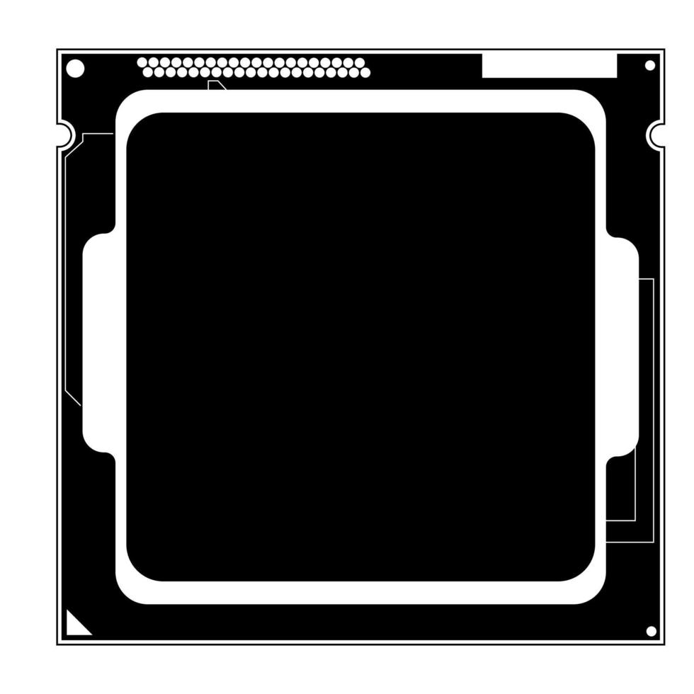 Ilustración simple del icono de chip de cpu de computadora electrónica digital vector