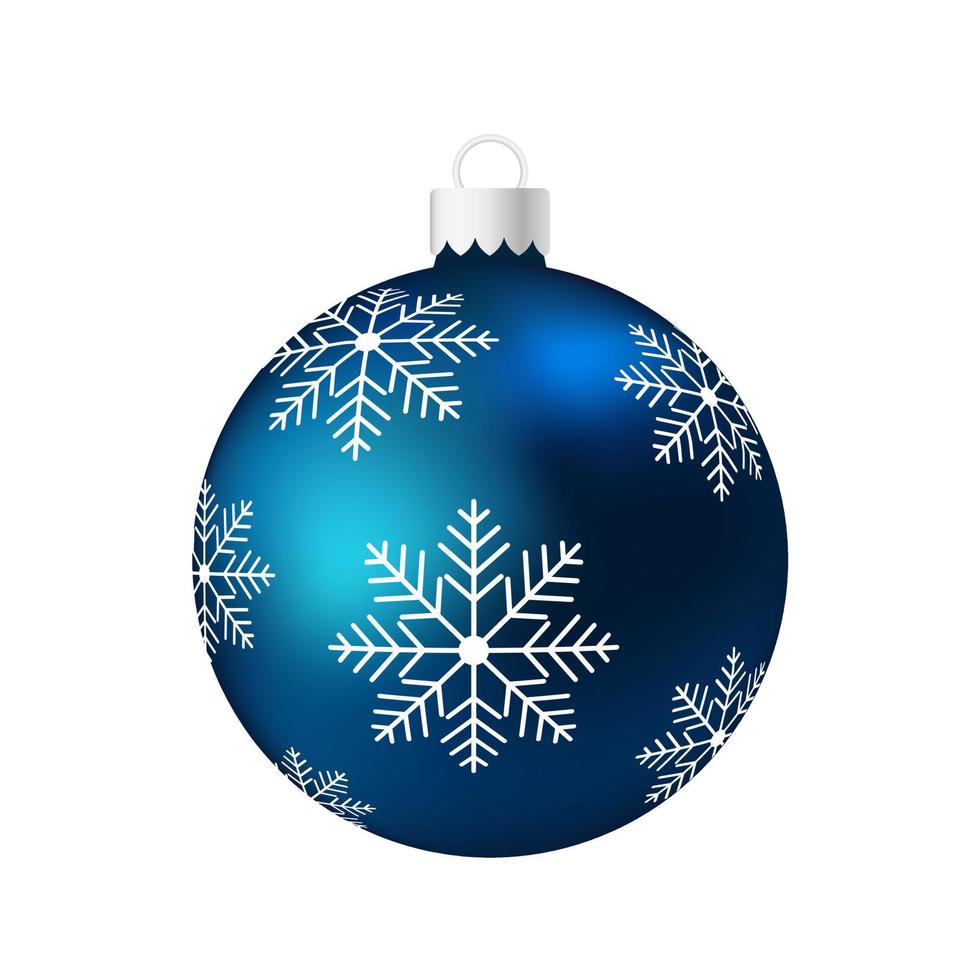 juguete de árbol de navidad azul oscuro o bola volumétrica y ilustración de color realista vector