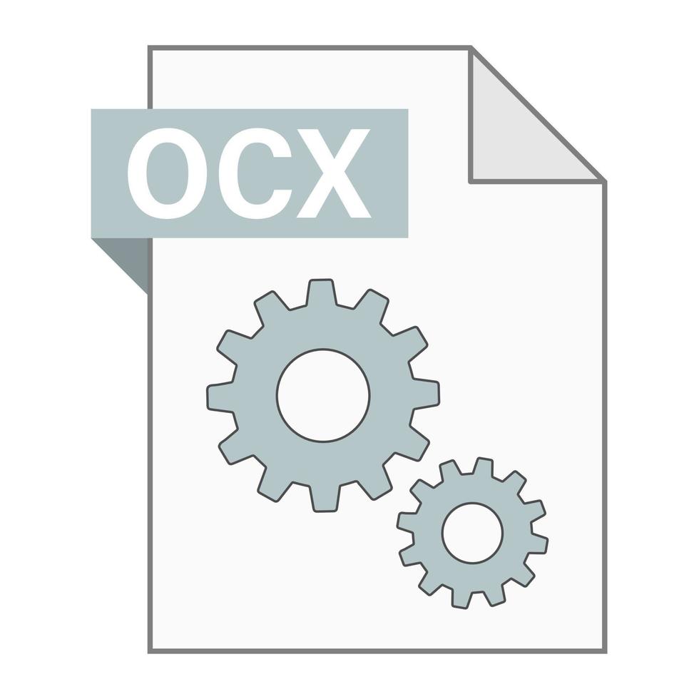 diseño plano moderno del icono de archivo ocx para web vector