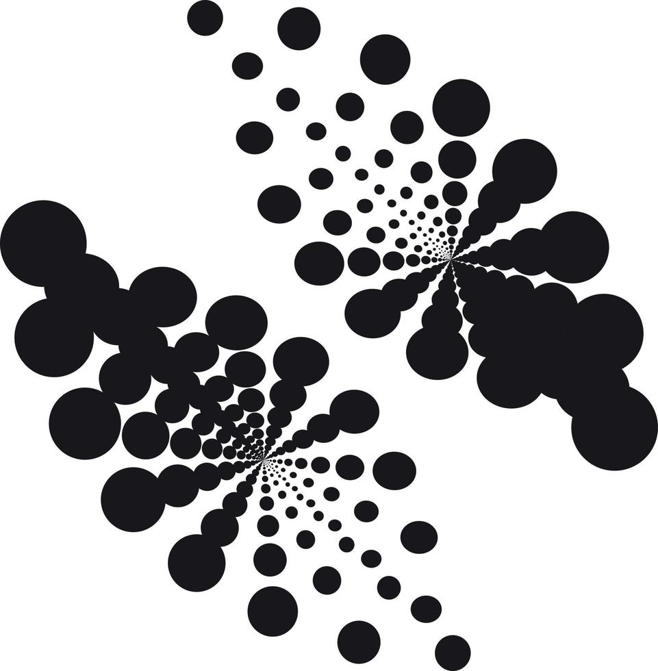 Black Dotted Halftone Pattern, Vector Graphics, Isolated On Transparent Background.