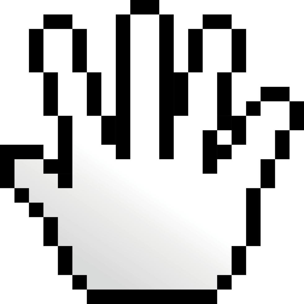 Pixel Illustration Of An Open, Five-Finger Hand, Isolated On Transparent Background. vector