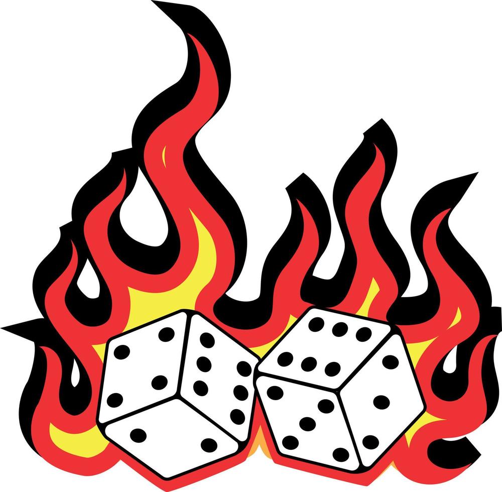 Vector Image Of Dice In Flames, Isolated On Transparent Background
