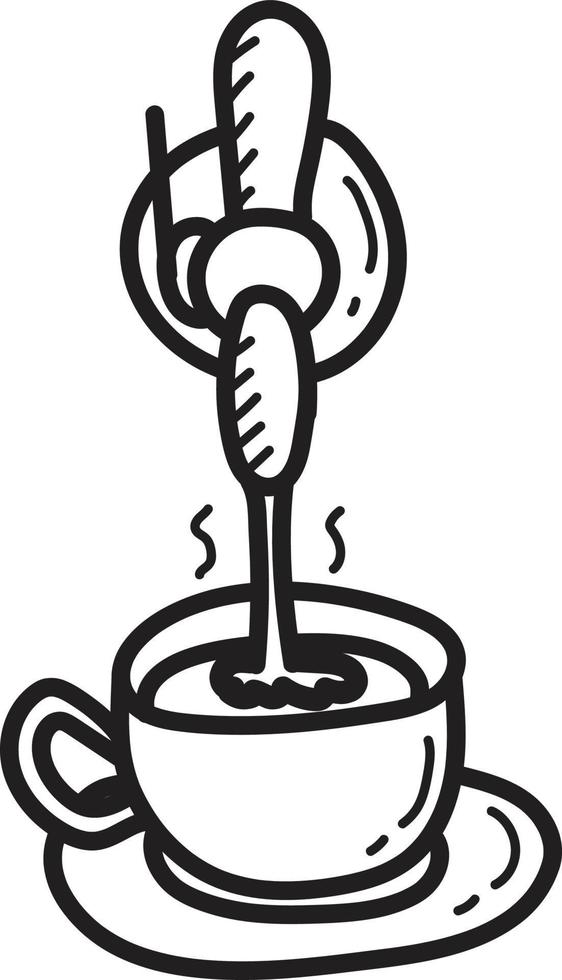Doodle pouring hot coffee icon outline vector