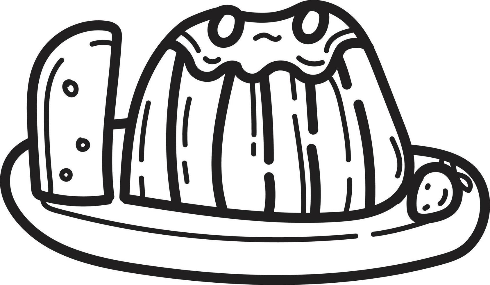 Doodle caneles pastry icon outline vector