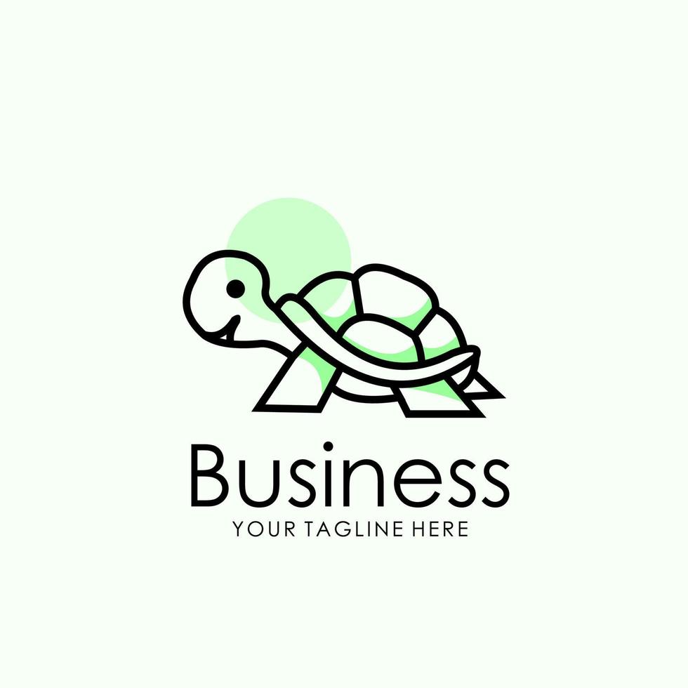 Tortuga logo diseño en arte lineal estilo vector