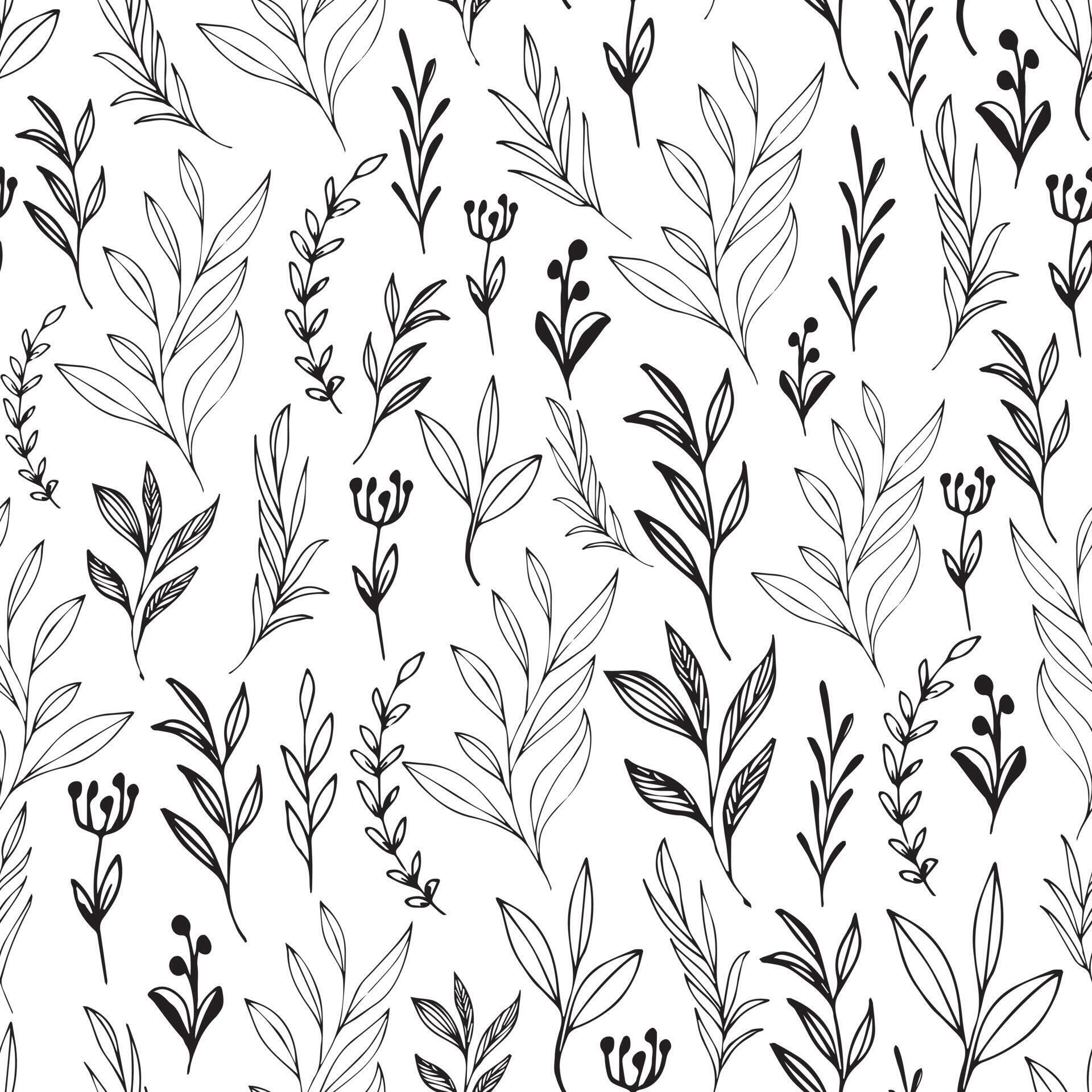 seamless floral pattern. Drawing of the sheet line. Graphic background
