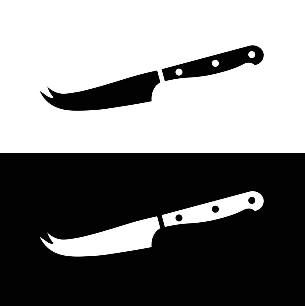 Hard cheese knife flat silhouette icon vector. Collection of black and white kitchen appliances. Kitchen tools icon for web. Kitchen concept. All types of knives chefs need. vector