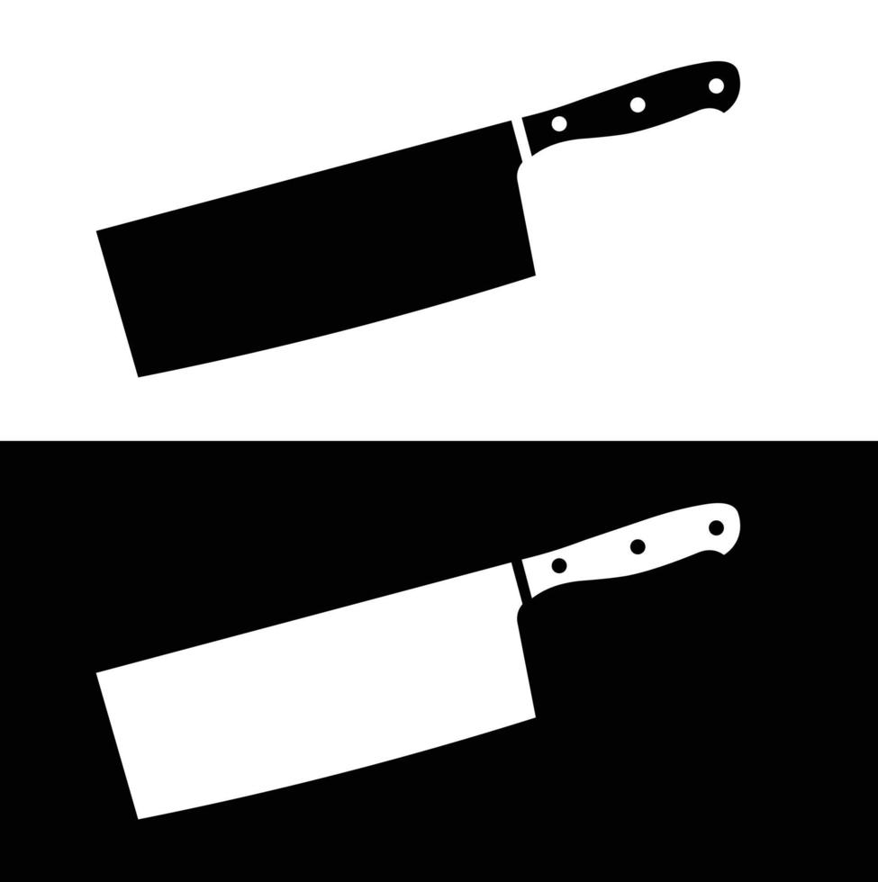 Chopping knife Cleaver flat silhouette icon vector. Collection of black and white kitchen appliances. Kitchen tools icon for web. Kitchen concept. All types of knives chefs need. vector