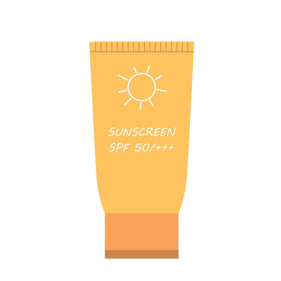 Color cute sunscreen flat vector. Item for summer. Colorful summer vacation. Summer time.  Summer concept. Travel icon. vector