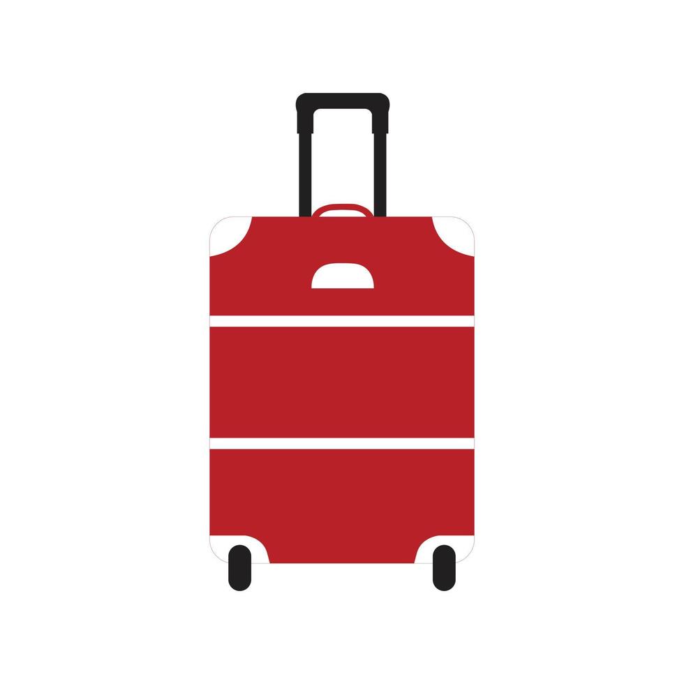 Cute red suitcase flat vector. Item for travel. Colorful summer vacation. Summer time.  Summer concept. Travel icon. vector