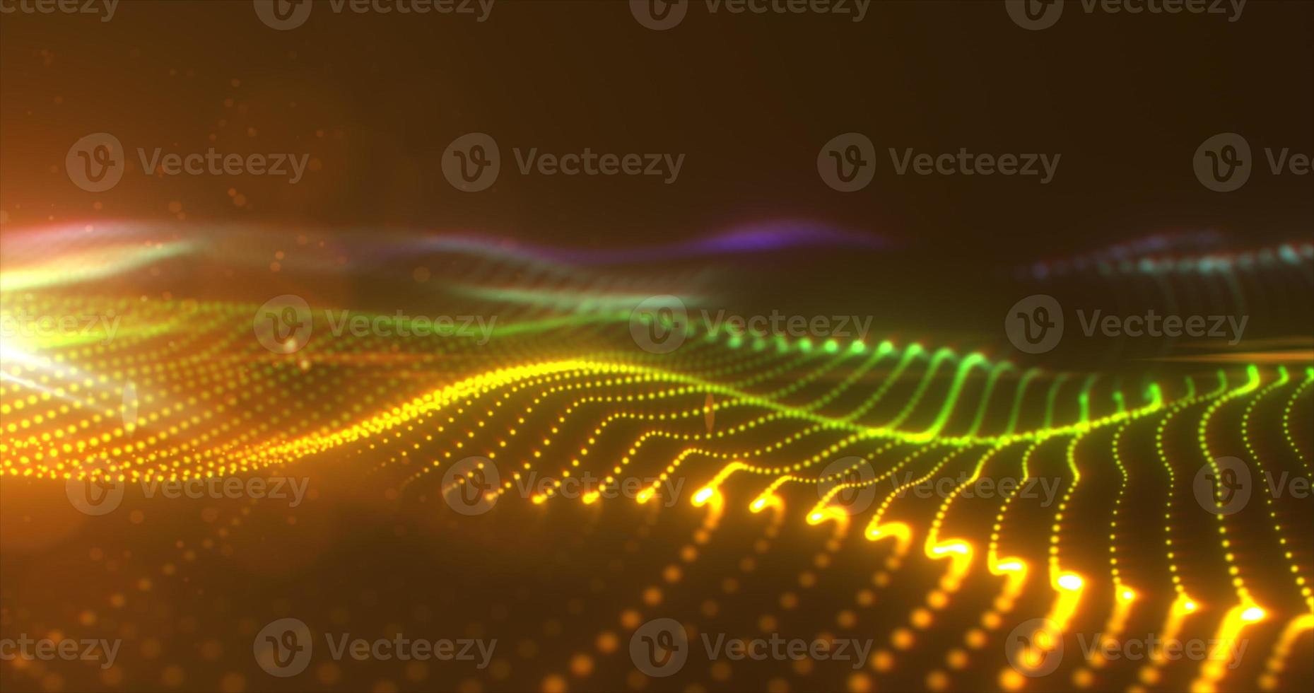 Abstract multicolored glowing waves from particles and dots energy magical futuristic hi-tech, abstract background photo