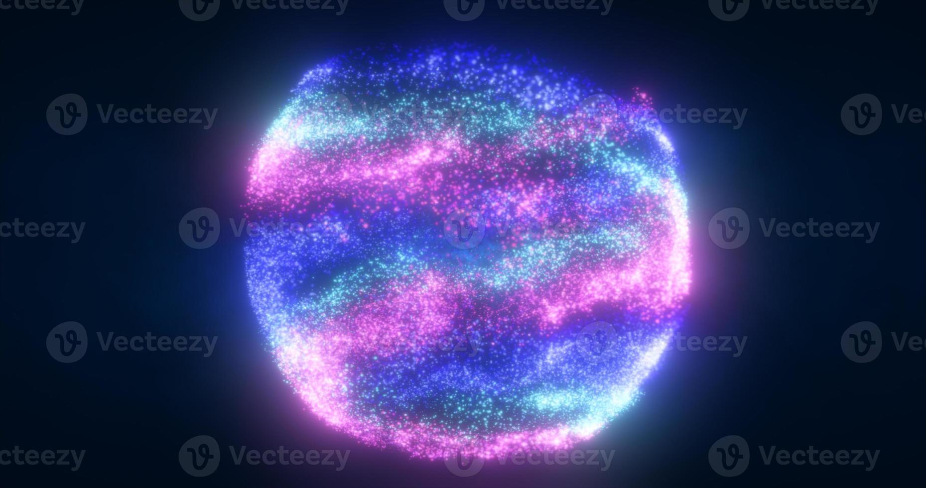 Abstract sphere ball of blue and purple glowing bright flying energy particles and dots abstract background photo